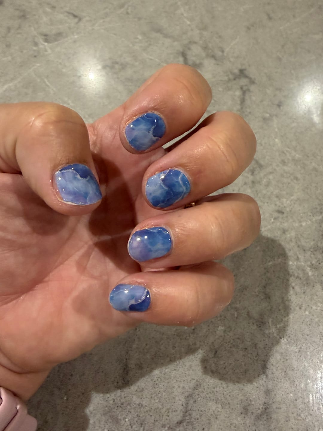 Customer photo review of Purple Geode Rock Pool DIY Semicured Gel Nail Sticker Kit