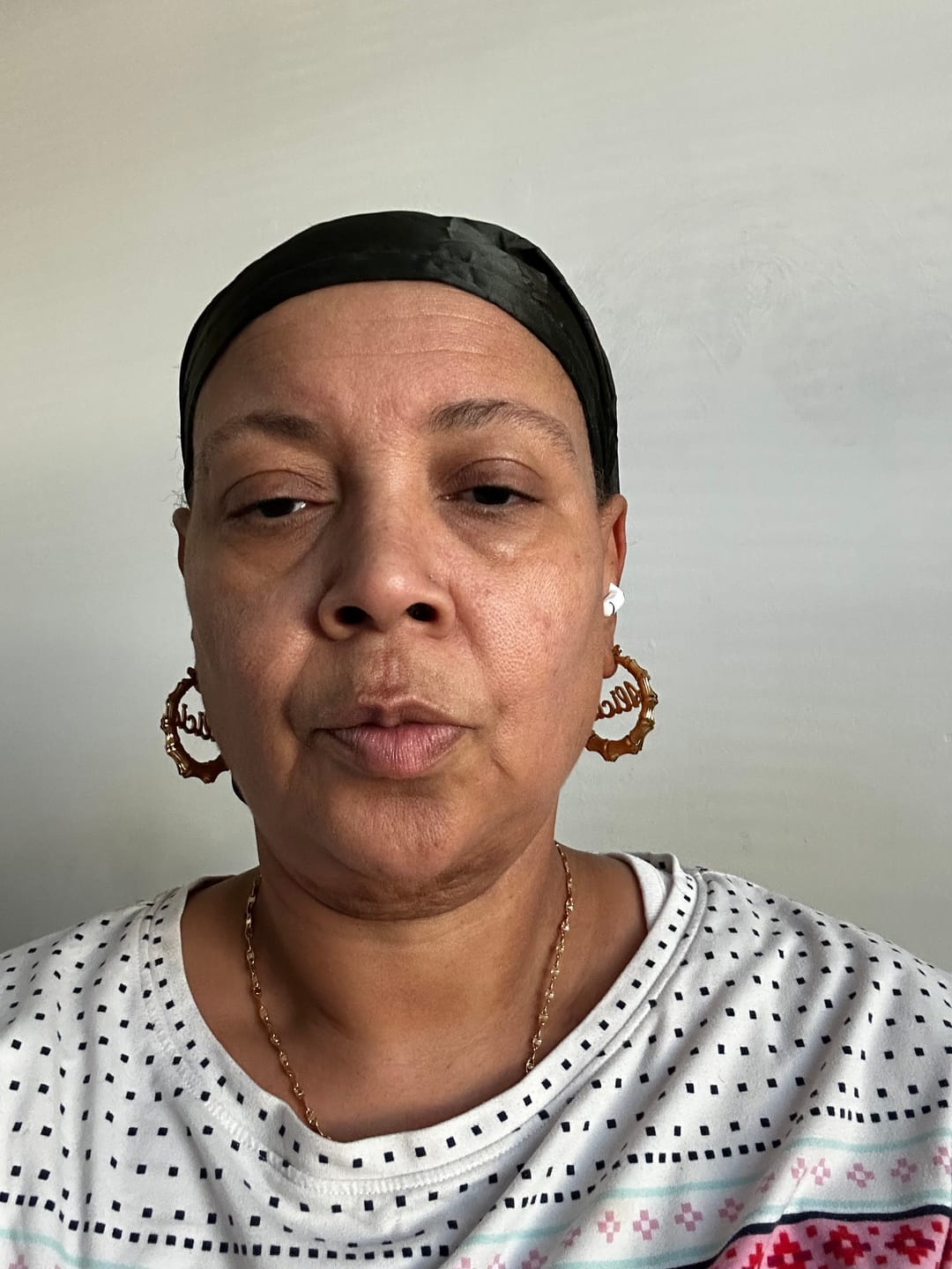 Customer photo review of Bamboo Name Hoop Earrings