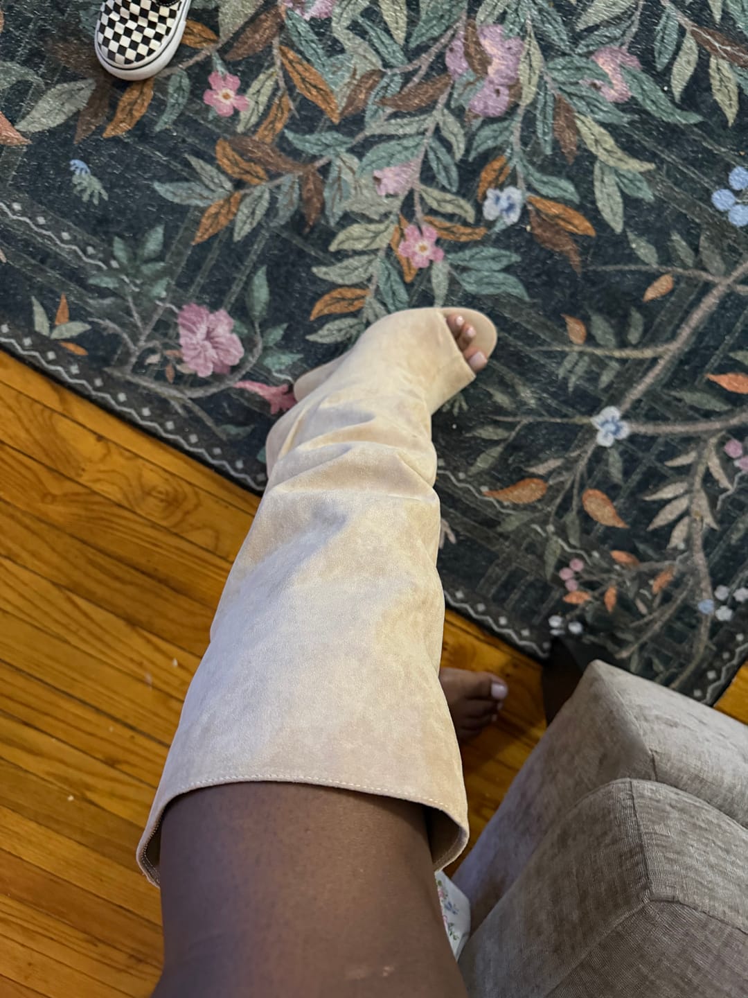 Customer photo review of VINCENT-NUDE PEEP TOE WEDGE SLOUCH BOOT