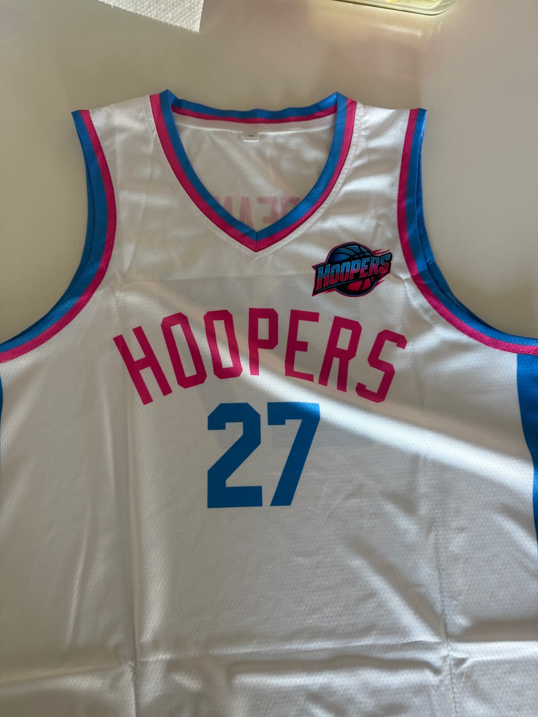 Customer photo review of Custom White Powder Blue-Pink Personalized Star Pattern Sports Uniform Basketball Jersey
