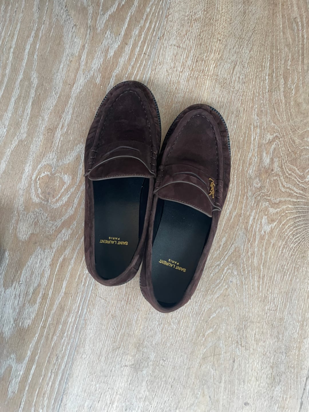 Customer photo review of YSL 25 Loafer Brown Black Cowhide Suede 173109