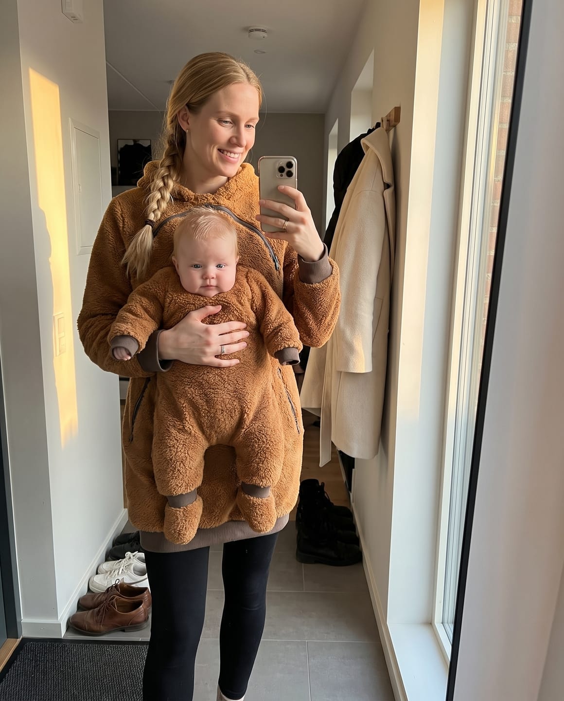 Customer photo review of Pouchie™ – Baby Carrier Hoodie