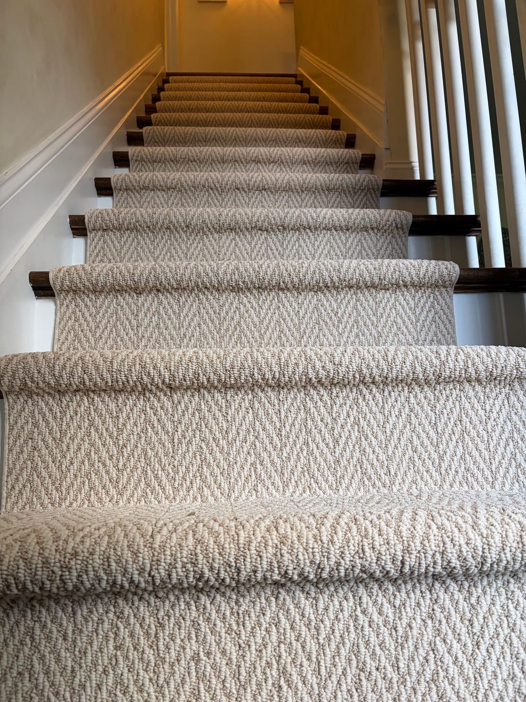 Customer photo review of Anderson Tuftex Always Natural Boutique Herringbone Stair Runner