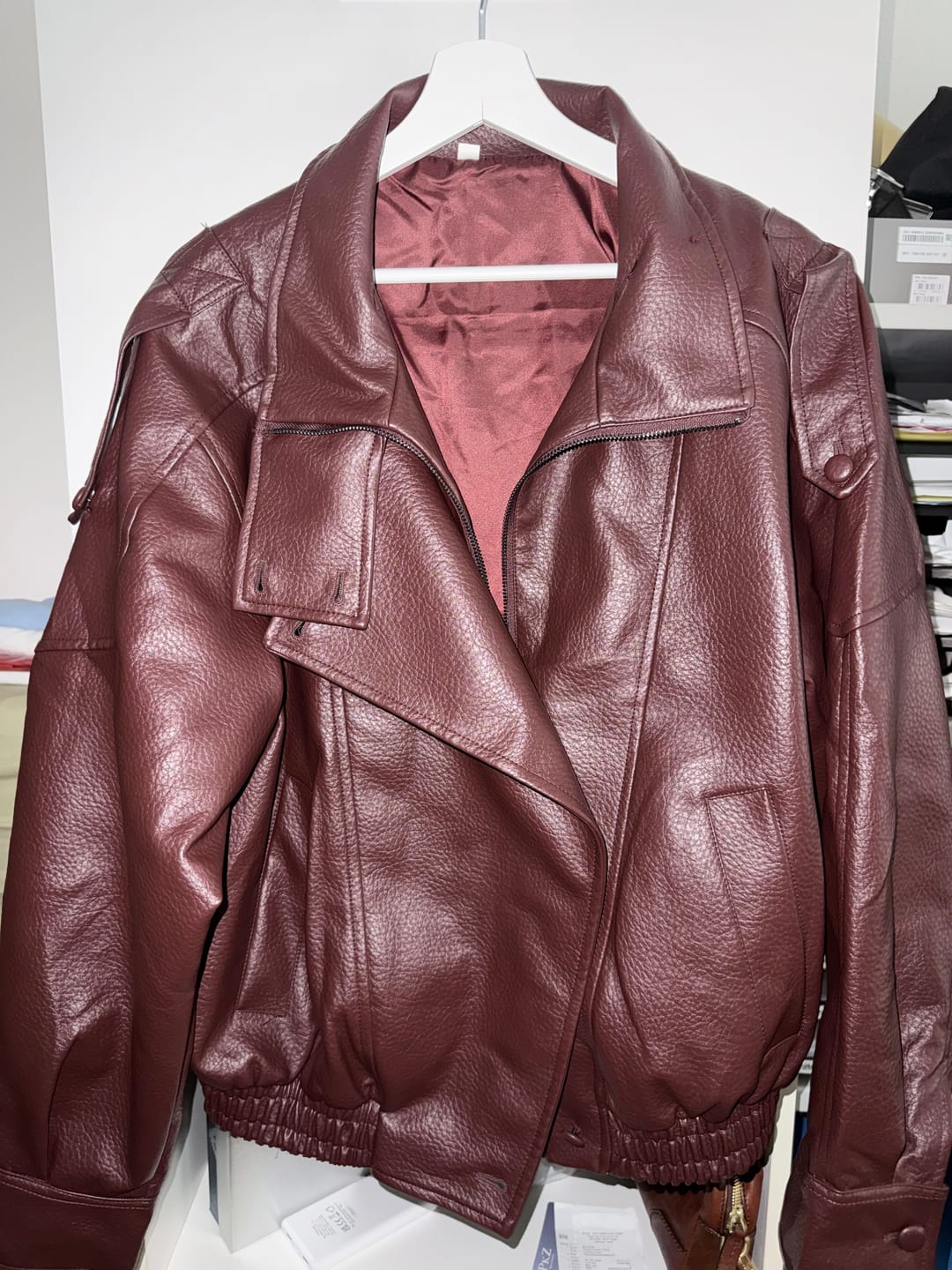 Customer photo review of Carla Asymmetrical Leather Jacket