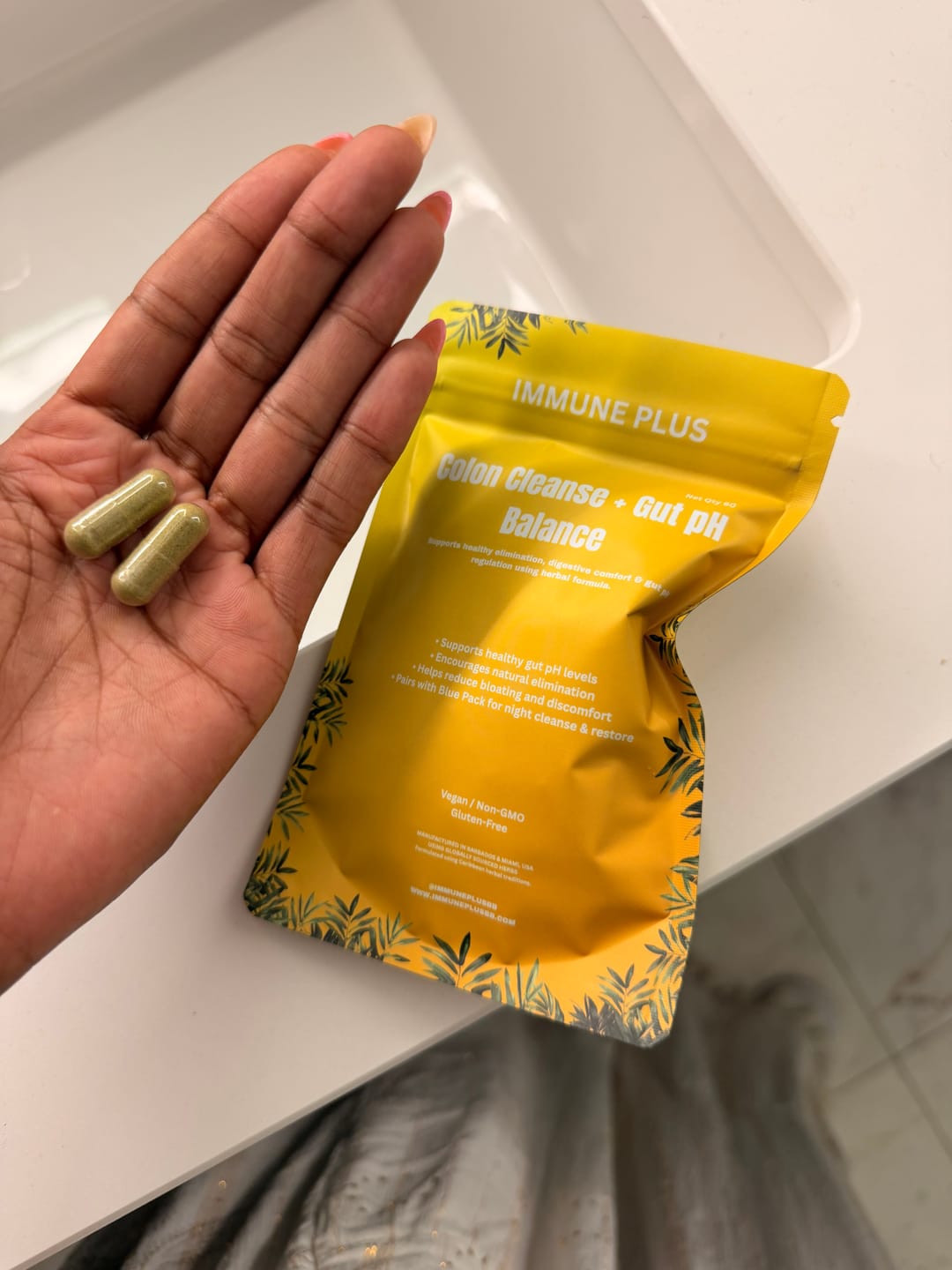 Customer photo review of Immune Plus Yellow Pack | Herbal Digestive Comfort Capsules with Cascara & Aloe