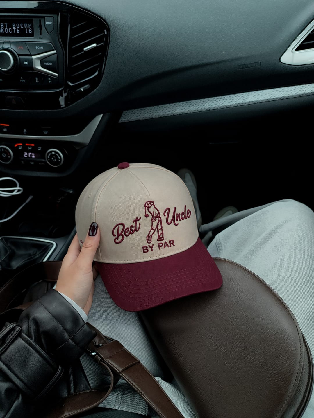 Customer photo review of Custom Best Uncle By Par Embroidered Snapback Hat – Funny Uncle Golf Gift