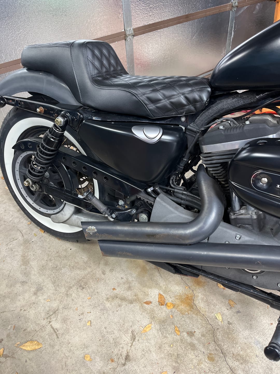 Customer photo review of Iron Born Diamond Stitch 2-Up Seat For Harley Sportster 1200 Nightster XL1200N Black