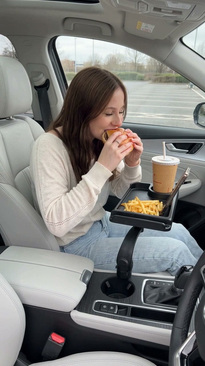 Customer photo review of Swivel Car Cup Holder Tray with Phone Stand