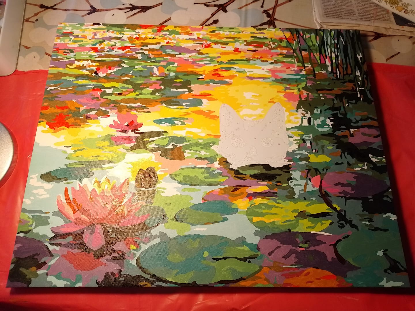 Customer photo review of A Water lilies cat | Paint by Number