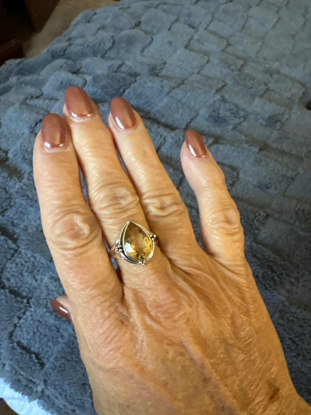 Customer photo review of Citrine Teardrop Ring Sterling Silver