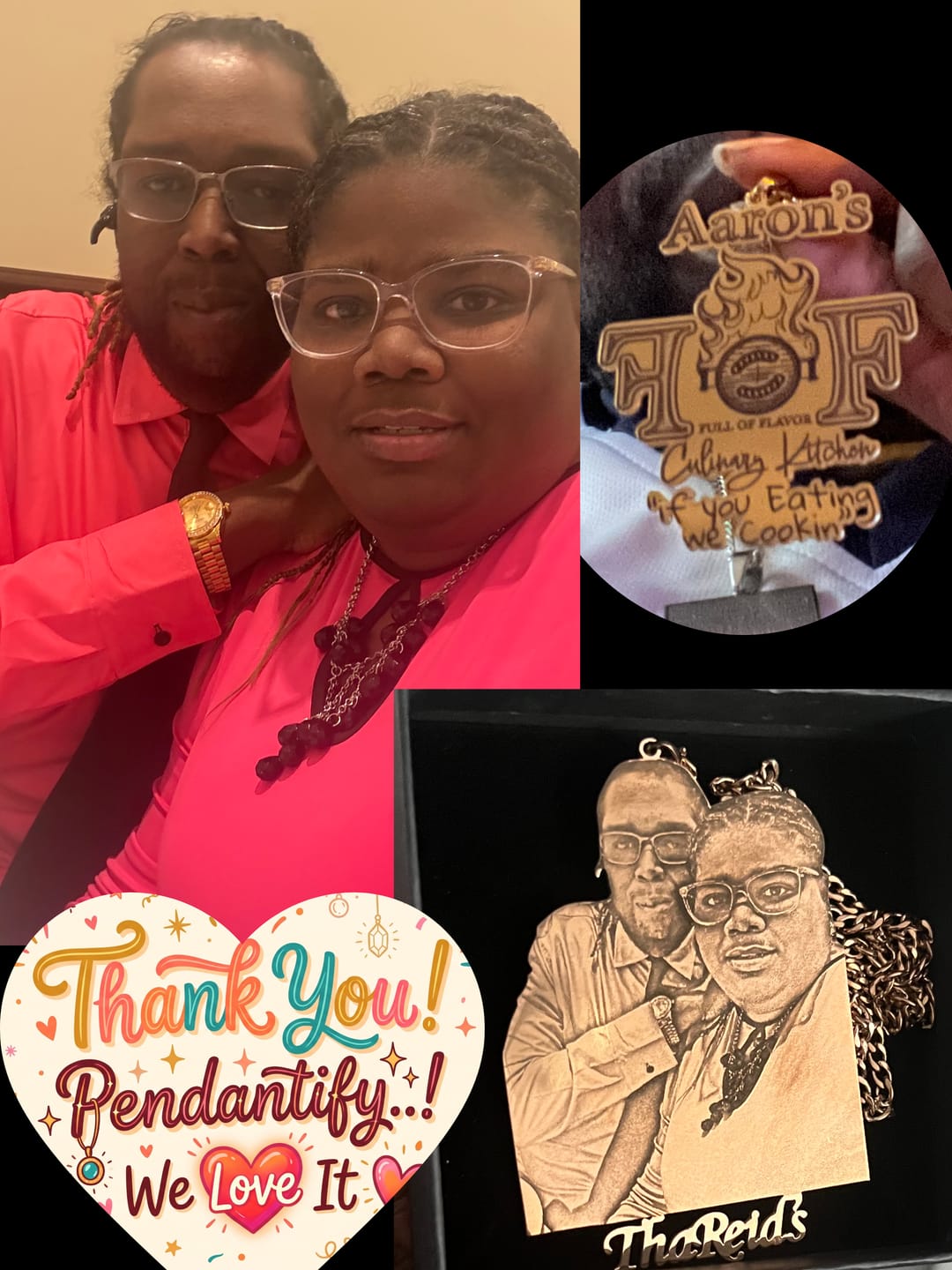 Customer photo review of Custom Photo Engraved Pendant Necklace
