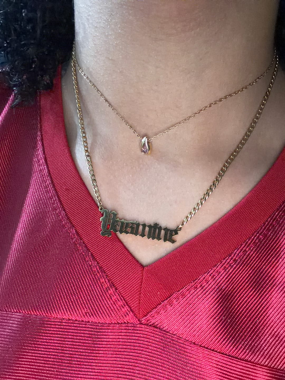 Customer photo review of Gothic Name Necklace w/ Cuban Chain