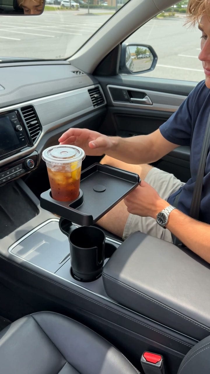 Customer photo review of Swivel Car Cup Holder Tray with Phone Stand