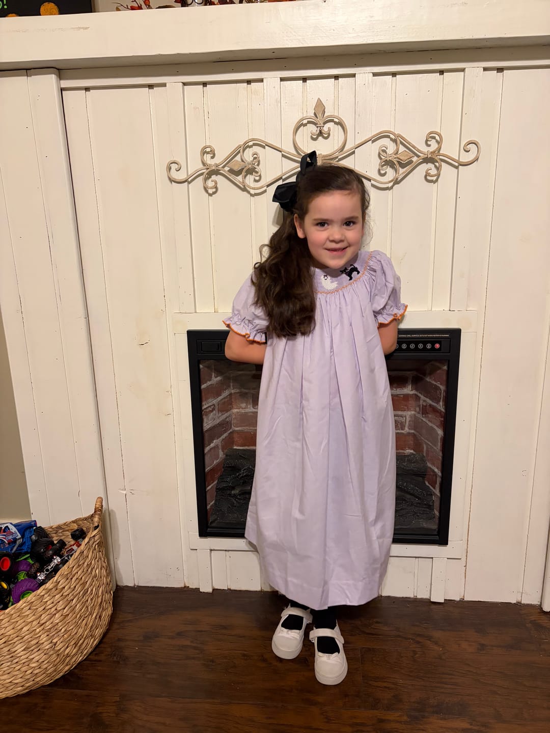 Customer photo review of Wicked Smocked Lavender Gingham Bishop Dress