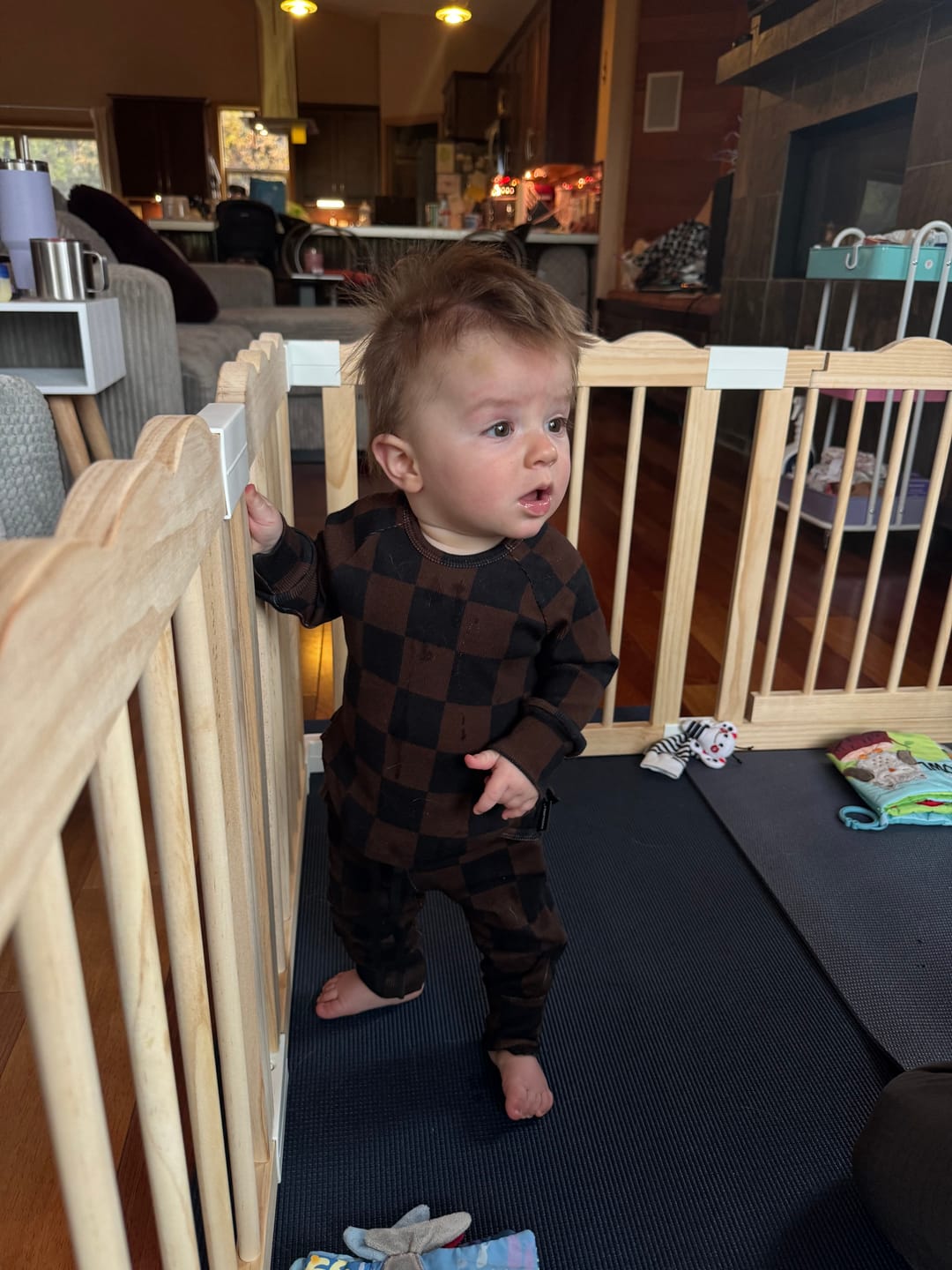 Customer photo review of Organic Ribbed Set in Black + Cocoa Checkered