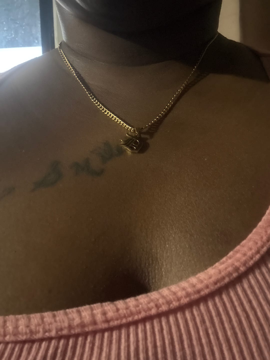 Customer photo review of Gothic Letter Necklace w/ Cuban Chain