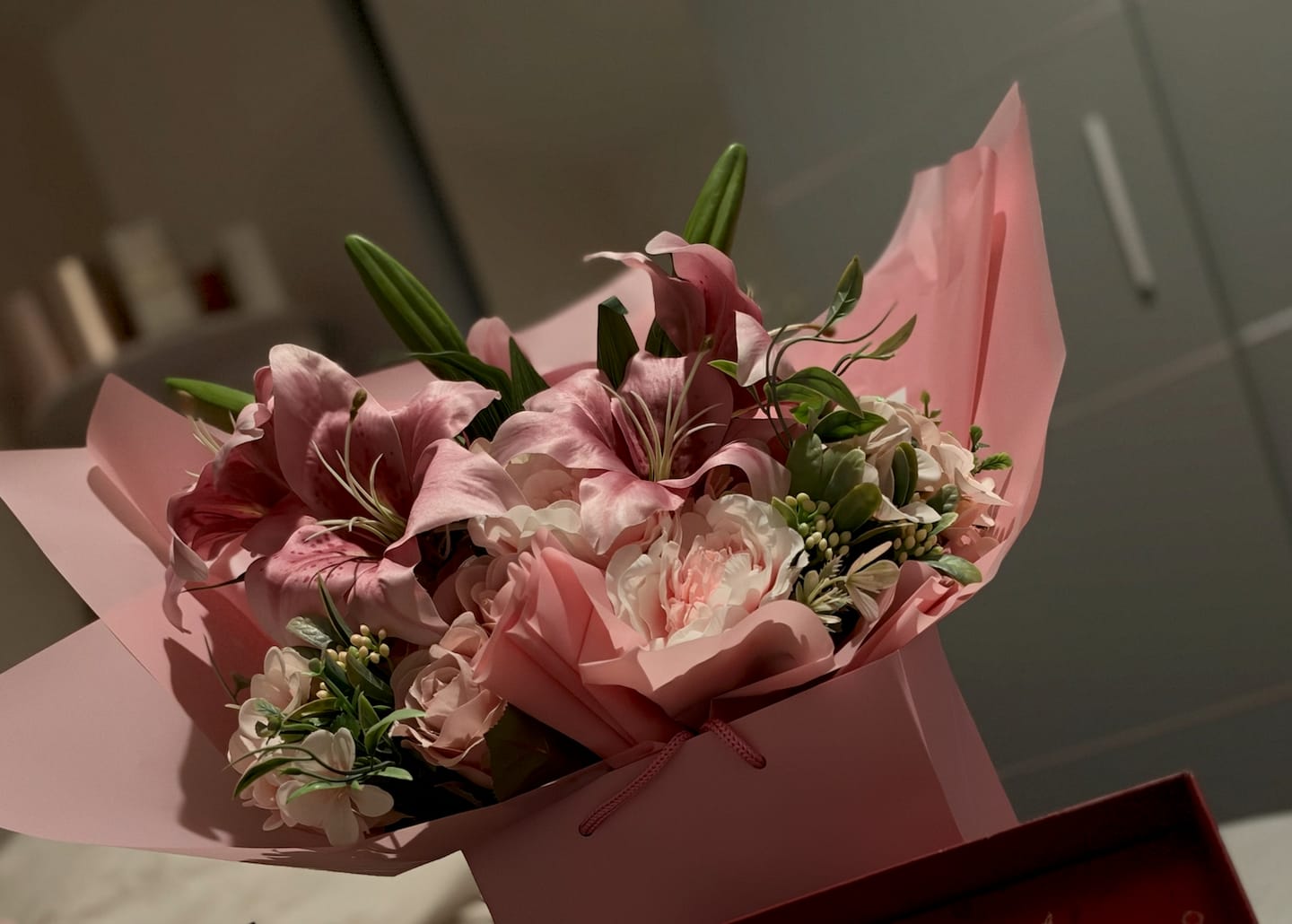 Customer photo review of Forever Rose & Lilly Bouquet