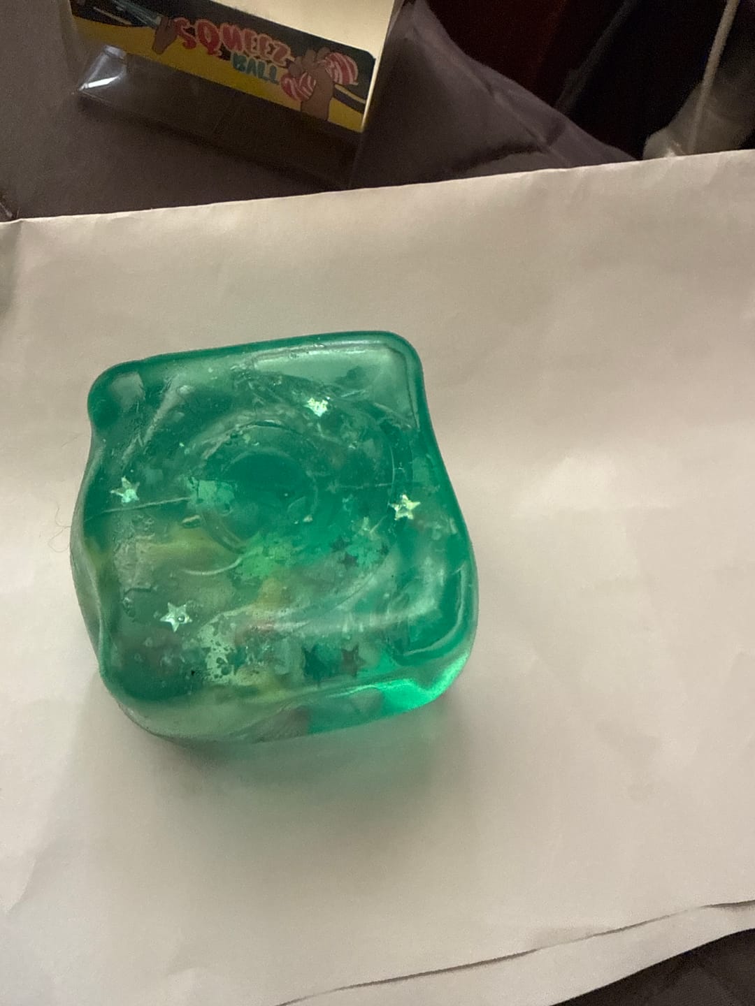Customer photo review of Floating Shell Cube Squishy - Green Tint