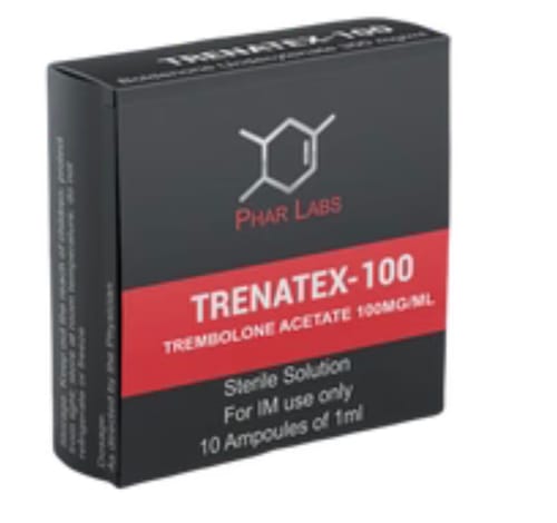 Customer's black Trenatex-100 Trembolona Acetato box, displaying Phar Labs branding.