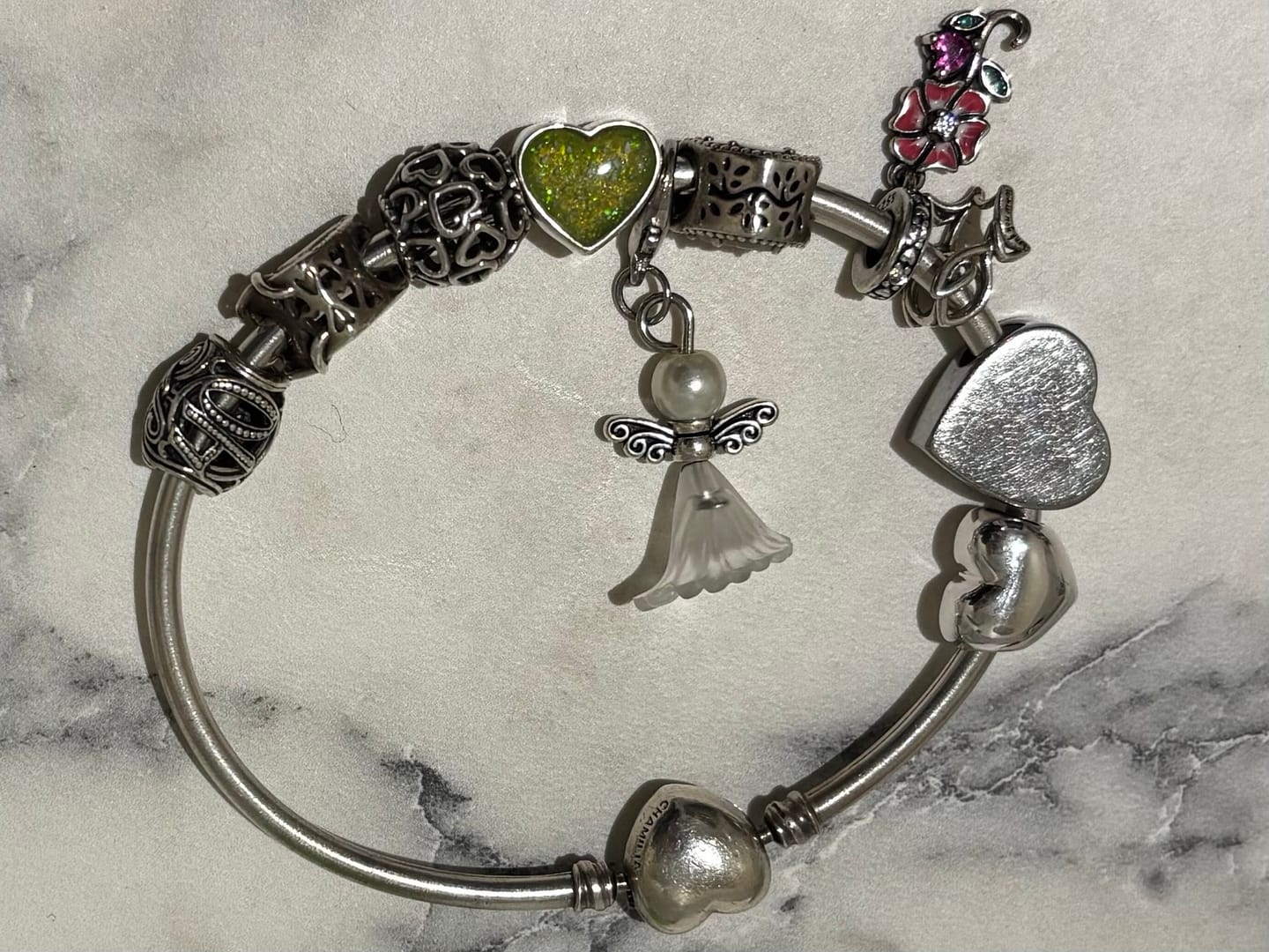 Customer photo review of Plain Heart bracelet charm