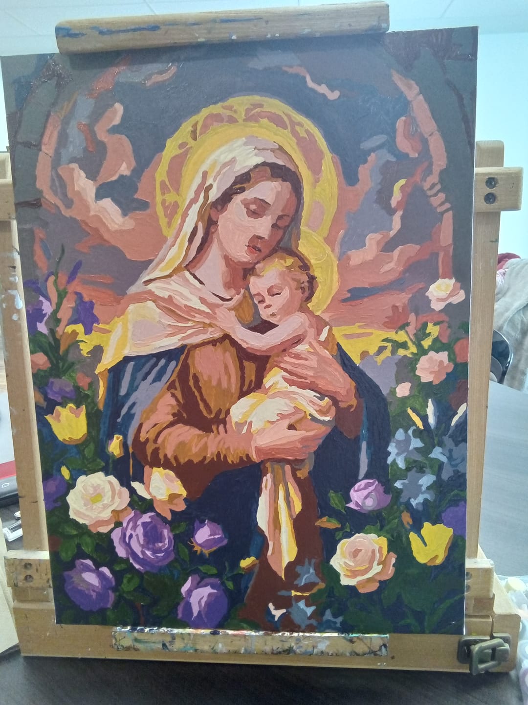 Customer photo review of Mother Mary Tender Embrace (Paint by Numbers)