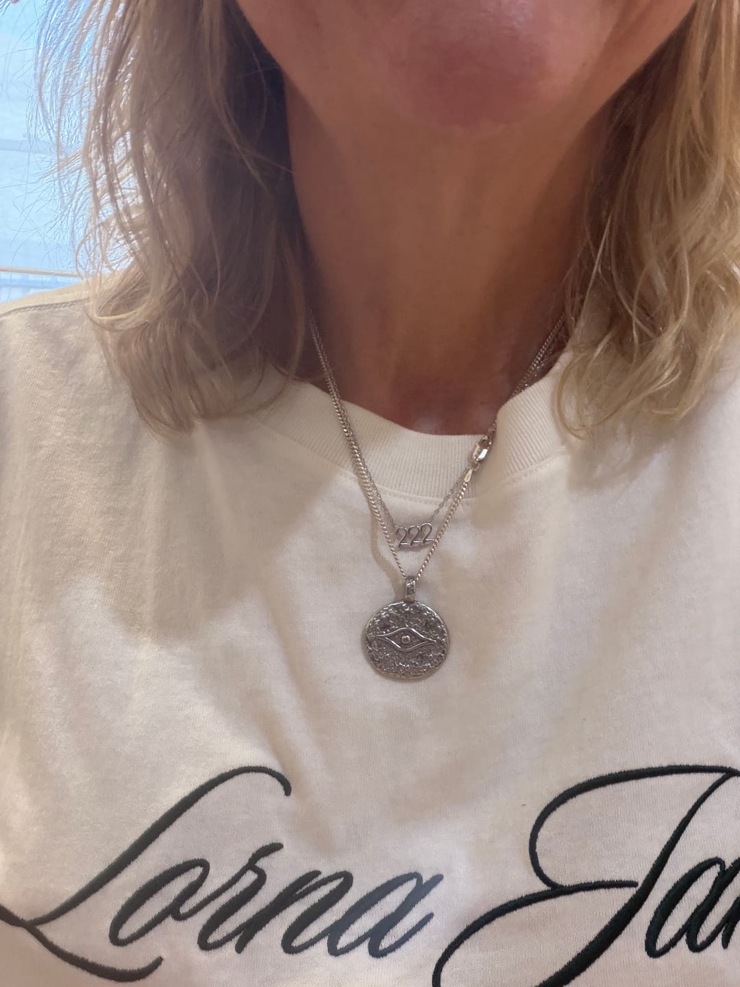 Customer photo review of 222 Angel Number Pendant Necklace