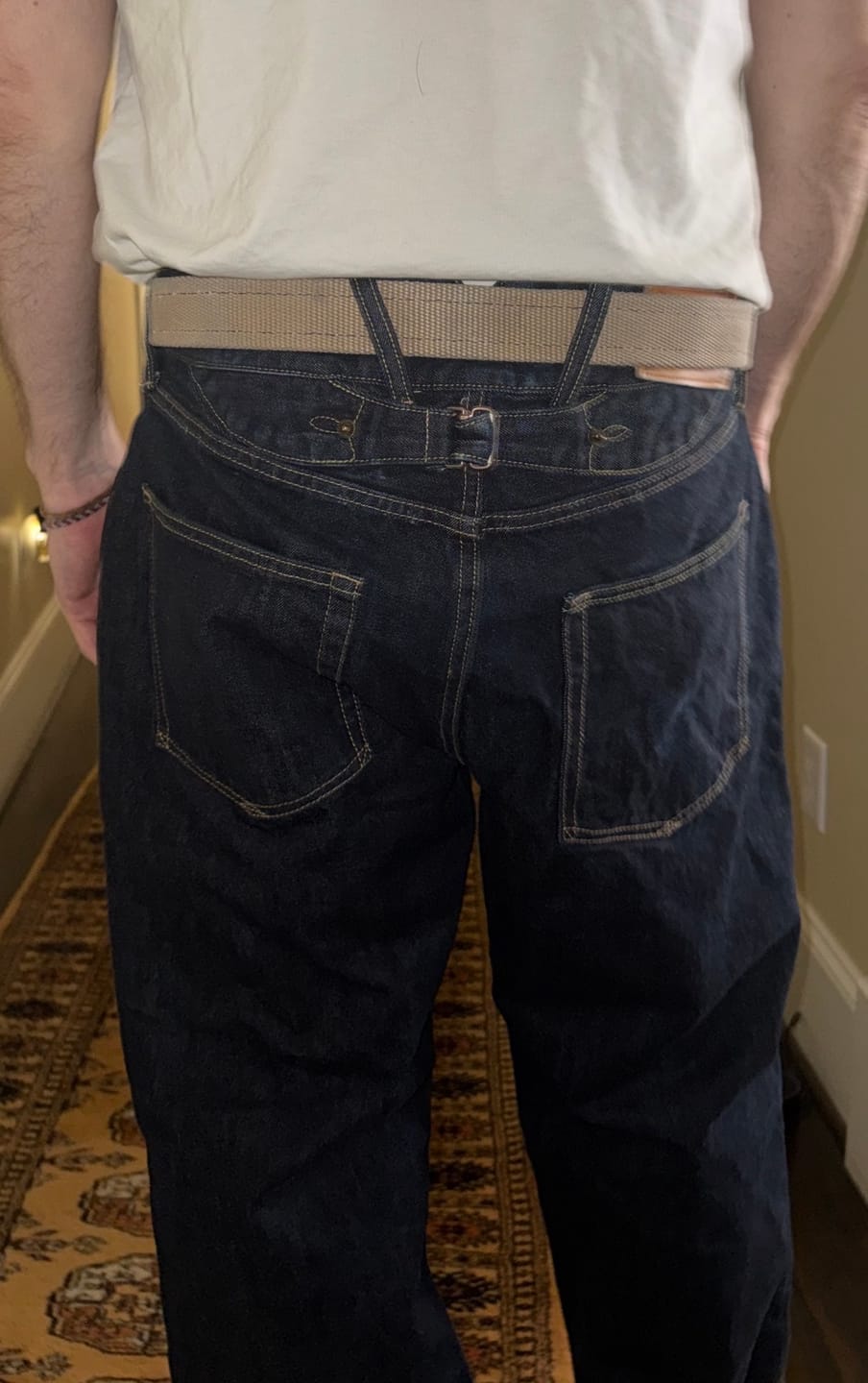 Customer photo review of Simplified Relaxed Selvedge Denim Trousers