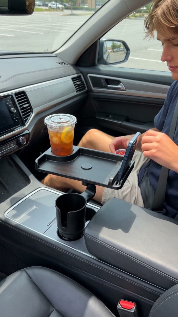 Customer photo review of Swivel Car Cup Holder Tray with Phone Stand