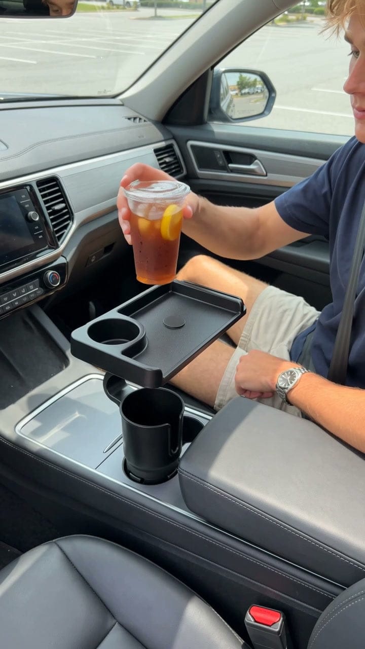 Customer photo review of Swivel Car Cup Holder Tray with Phone Stand