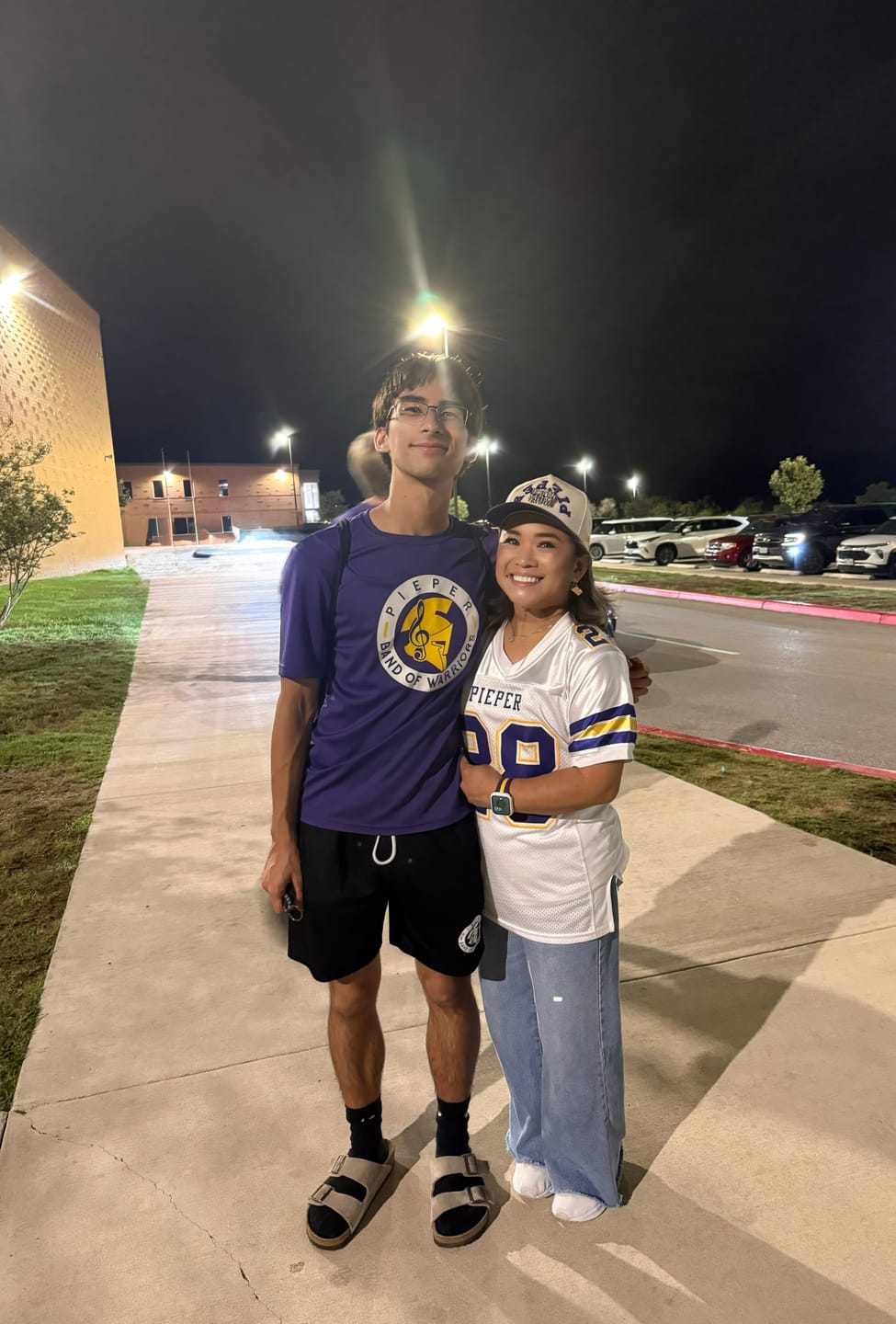 Customer photo review of Custom White Purple-Gold Classic Style Mesh Authentic American Football Jersey