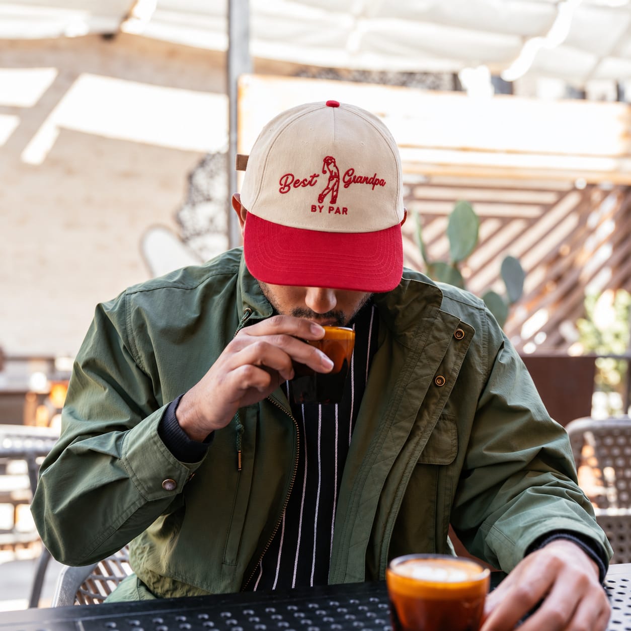 Customer photo review of Best Grandpa By Par Embroidered Snapback Hat – Funny Golf Gift for Grandpa