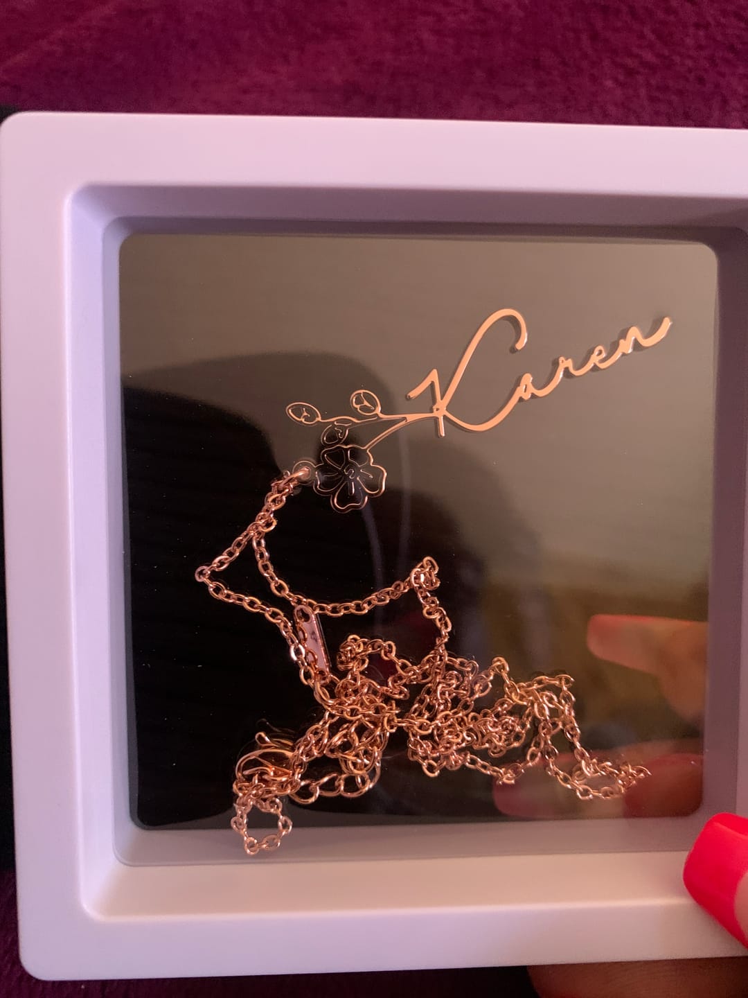 Customer photo review of Birth Flower Name Necklace