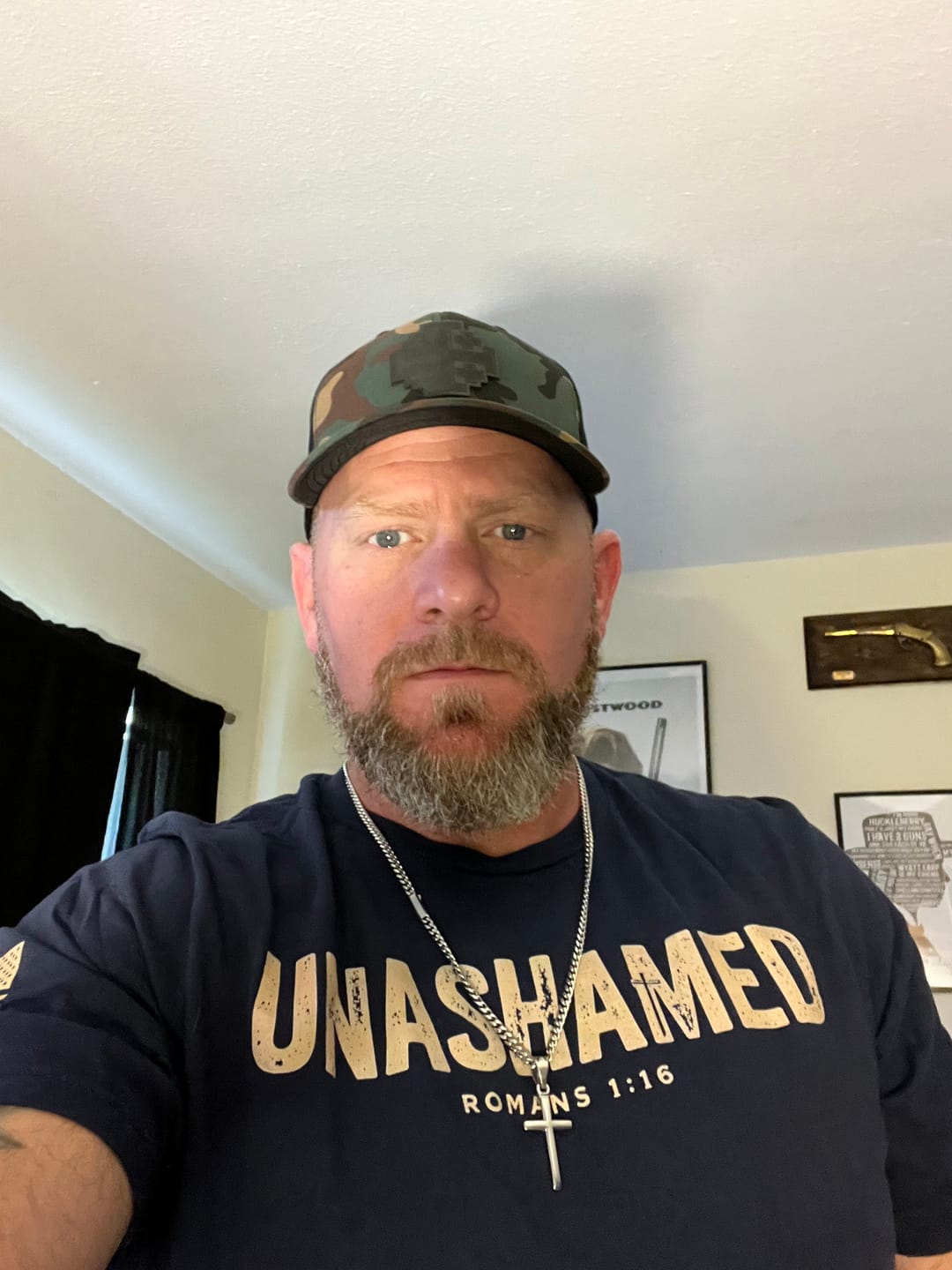 Customer photo review of UNASHAMED Romans 1:16 T-Shirt