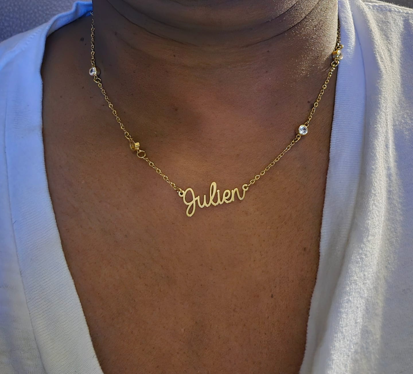 Customer photo review of Kids Crystals Name Necklace