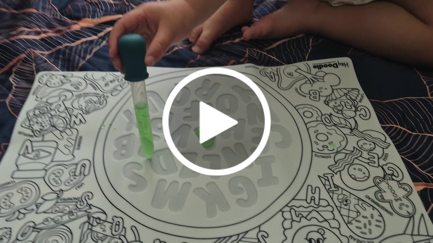 Customer video review of Alphabet Soup Sensory Colouring & Doodle Mat