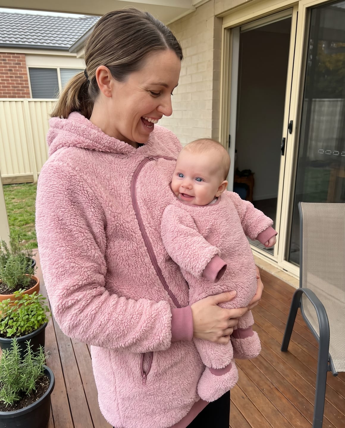 Customer photo review of Pouchie™ – Baby Carrier Hoodie