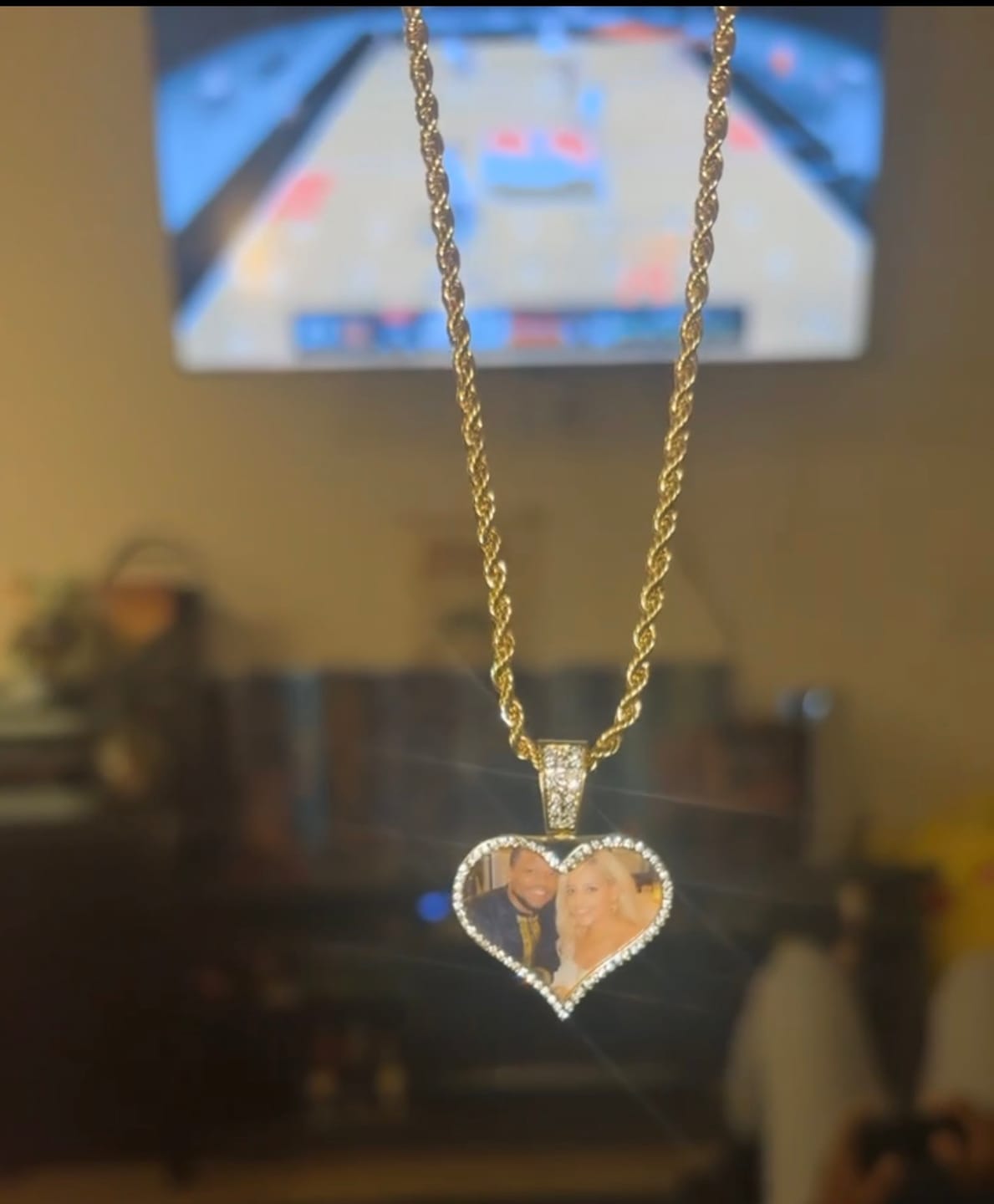 Customer photo review of Iced Photo Pendant w/ Rope Chain