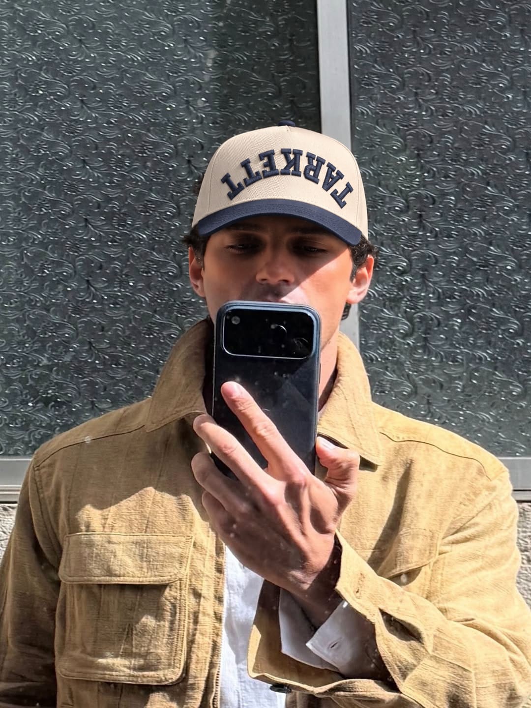 Customer photo review of Upside Down Text Snapback Hat – Custom Embroidered Cap
