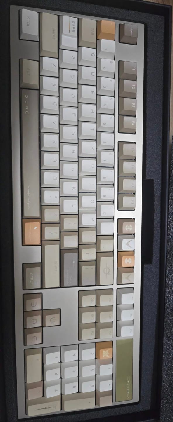 Customer photo review of Dune Keycaps | 142-Key Thick PBT Keycap Set