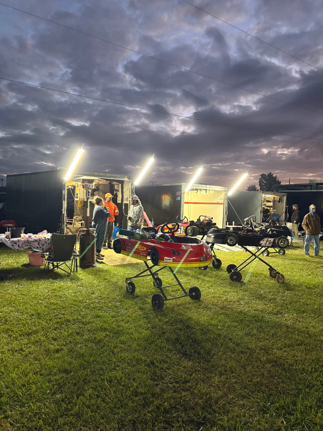 Customer photo review of Racing Trailer Pit Lights – Dual 5 Foot Poles - 20,000 Lumens