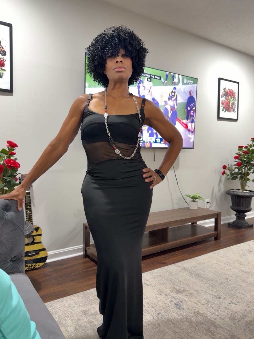 Customer photo review of Mesh Waist Cutout Maxi