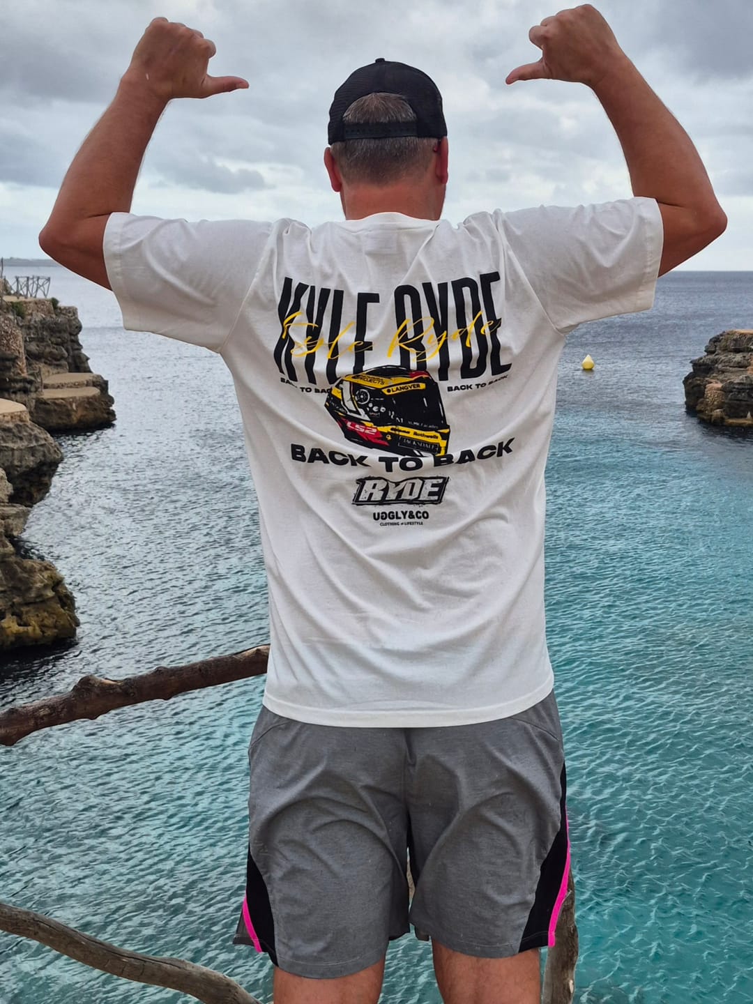 Customer photo review of White Kyle Ryde 'Back to Back' T-Shirt