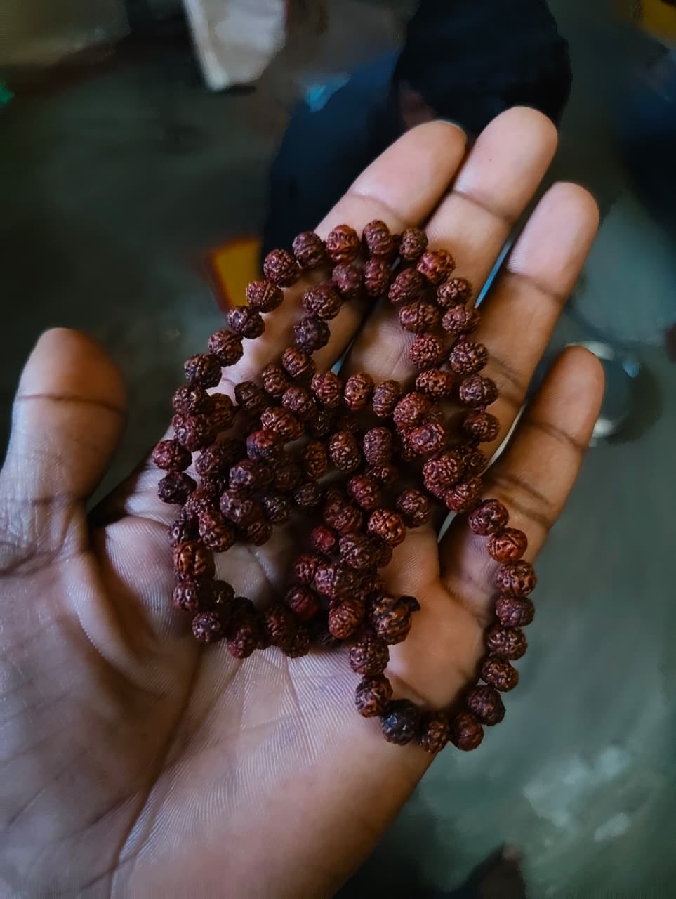Customer photo review of 5 Mukhi Rudraksha Mala – 100% Original & Lab Certified