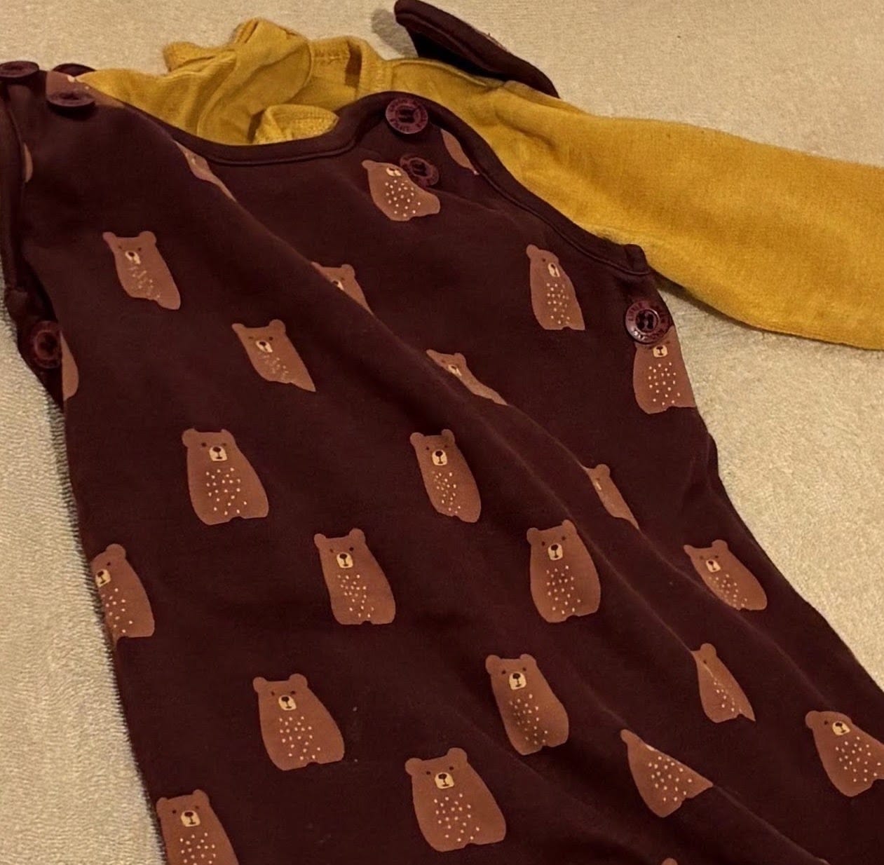 Customer photo review of Brown Bears Everyday Dungarees