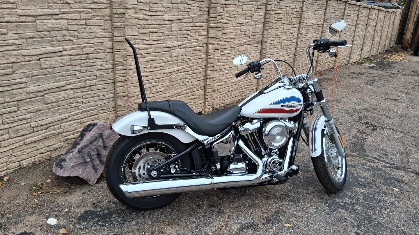 Customer photo review of Iron Born Blade 25" Sissy Bar for Harley Softail Super Glide FXD Matte Black