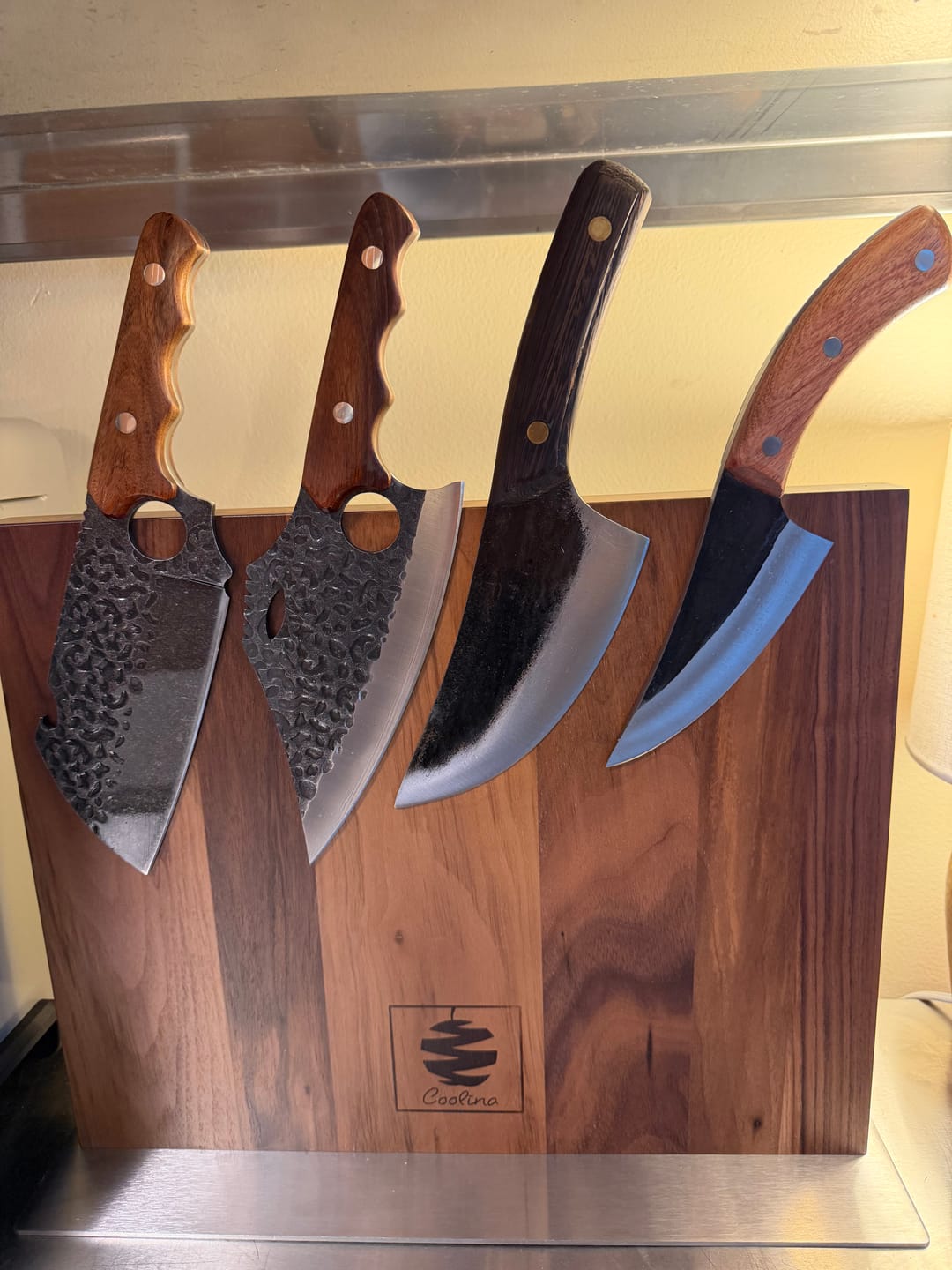 Customer photo review of FREE Walnut Magnetic Knives Holder
