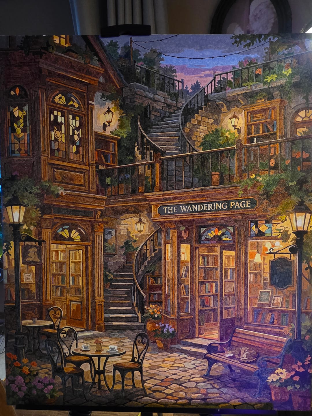 Customer photo review of Cozy Bookshop Coffee Garden (80 Color Paint by Numbers)