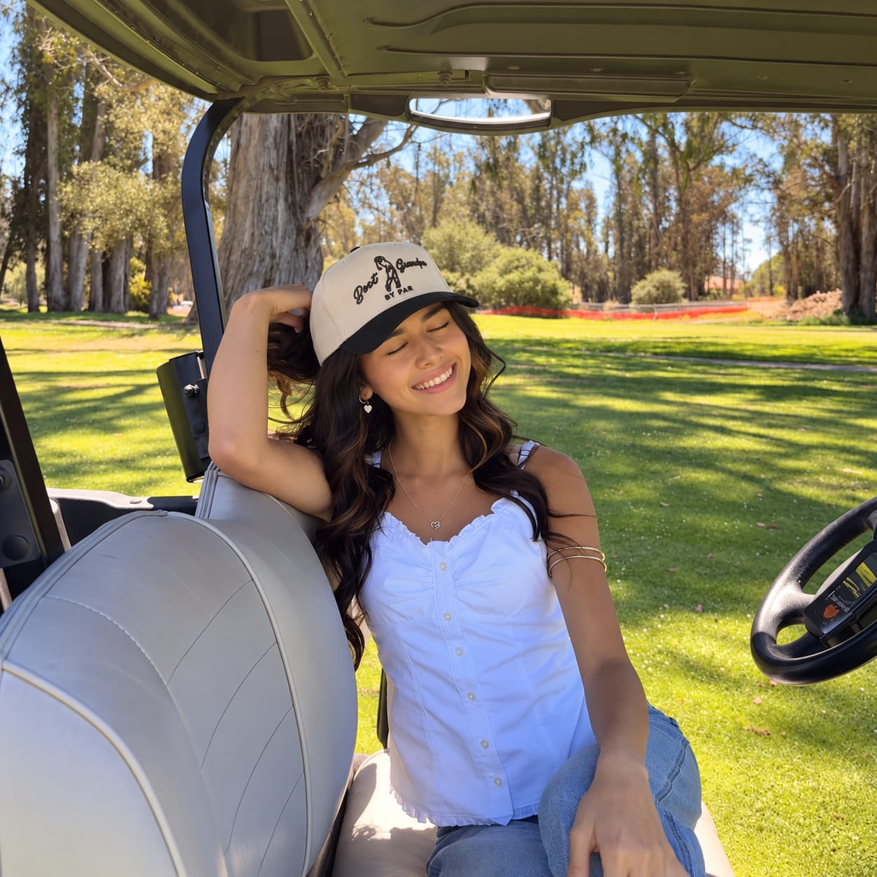 Customer photo review of Best Grandpa By Par Embroidered Snapback Hat – Funny Golf Gift for Grandpa
