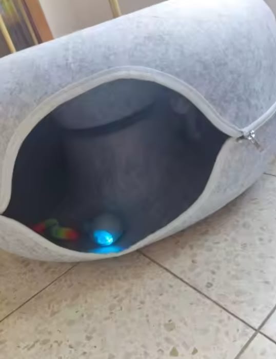 Customer photo review of The Cat Hideout Bed They'll Actually Use