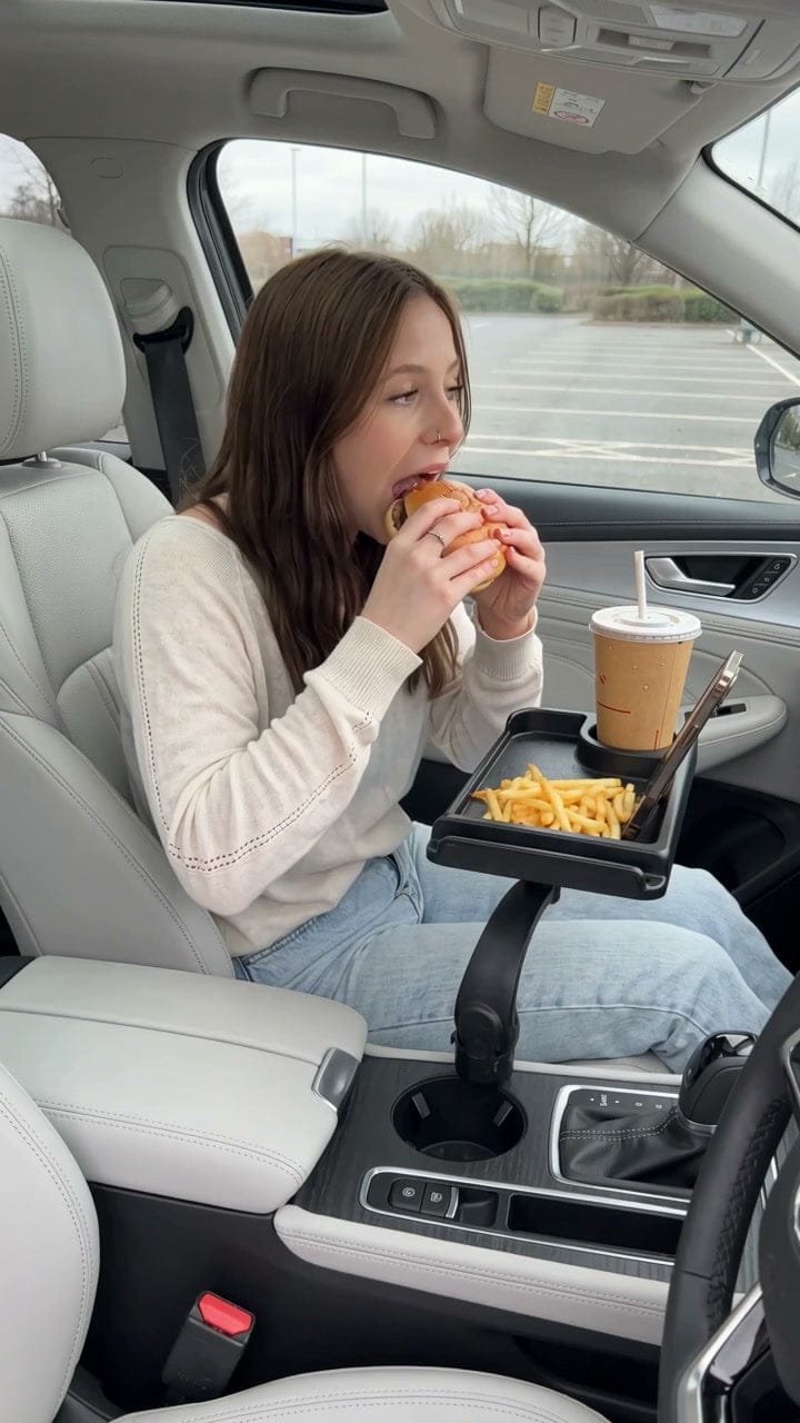 Customer photo review of Swivel Car Cup Holder Tray with Phone Stand